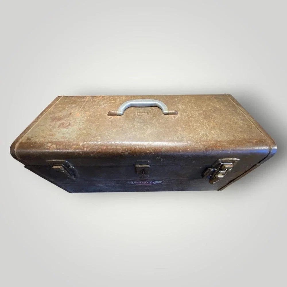 Craftsman Steel Toolbox 1950s Industrial‎ Storage Box Patina No Tray